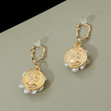 Floral Motif Freshwater Pearl Earrings
